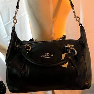 COACH  LEATHER PEBBLE SATCHEL. "BLACK"